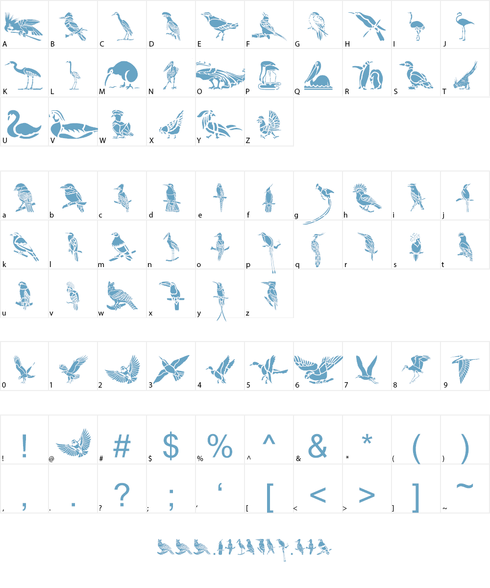 HFF Bird Stencil Font Character